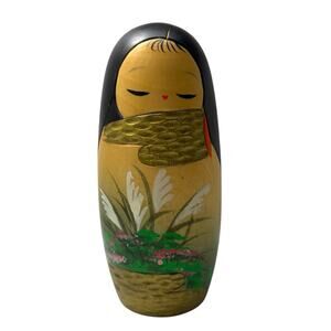 VTG 1960s Sosaku Kokeshi Doll by Tatsuo Sekiguchi Hand-Painted Japanese Folk Art